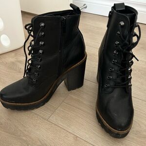 ALDO Black combat heel lace up boot